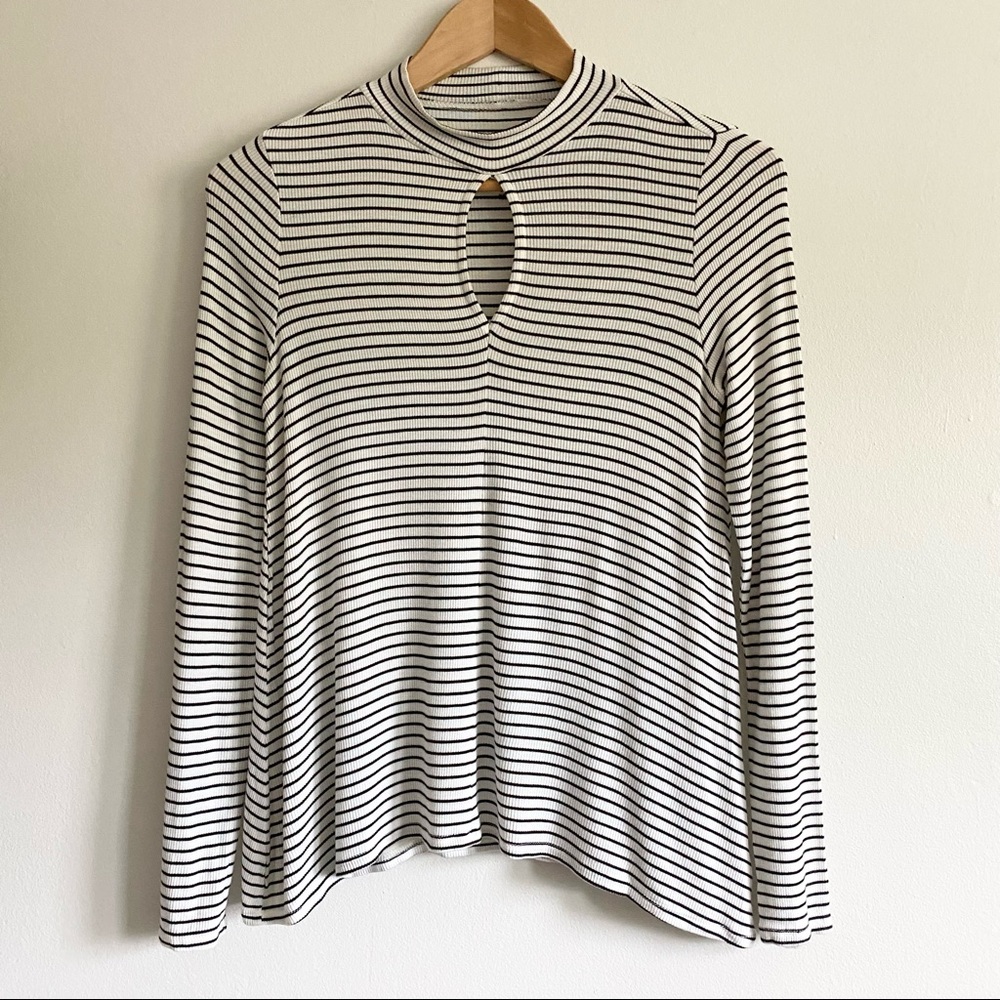 American Eagle Soft & Sexy Ribbed Top | White & Black Stripe
